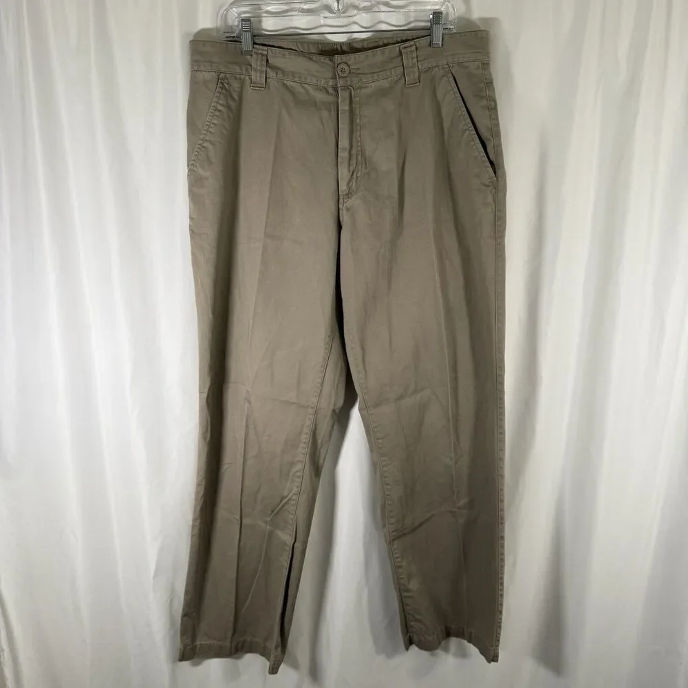North Face Pants Men's 36x31 Khaki Solid Brown Regular Chino Flat Front Pockets